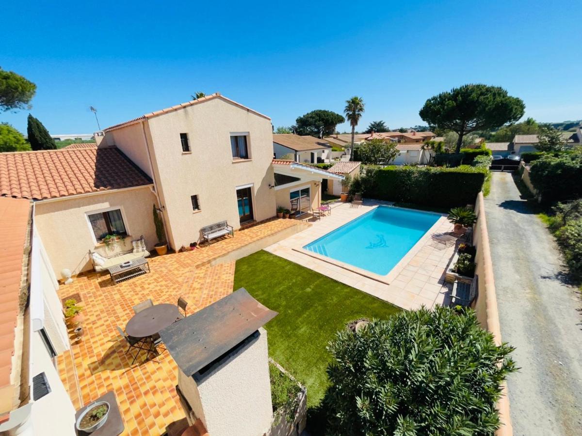 Annexe Des Pins - Studio Gite Avec Piscine & Climatisation Villeneuve-les-Beziers Exterior photo