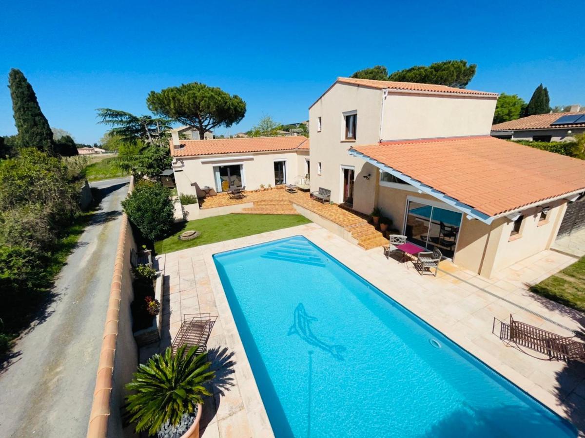Annexe Des Pins - Studio Gite Avec Piscine & Climatisation Villeneuve-les-Beziers Exterior photo